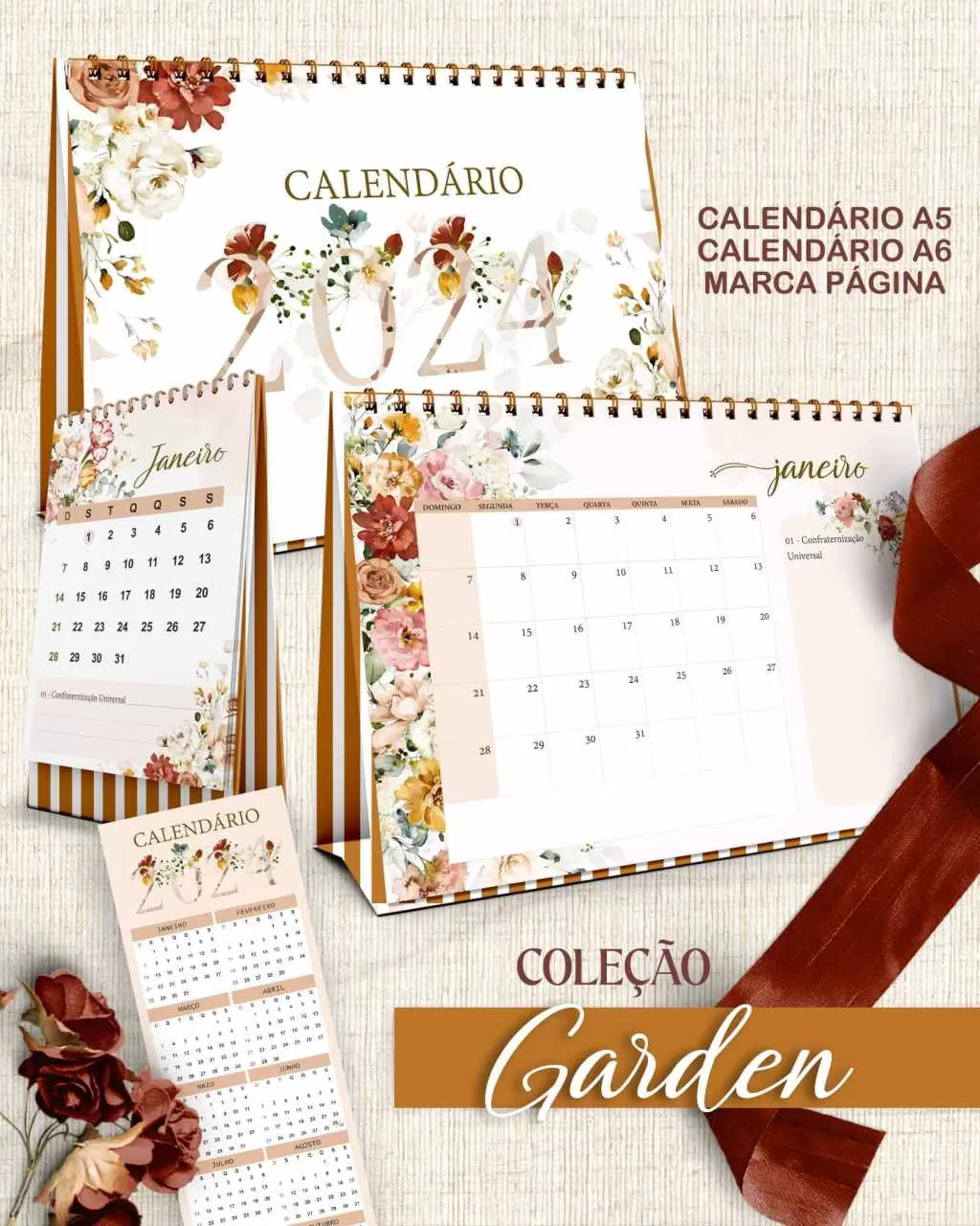 Já está disponível o meu CALENDÁRIO DE MESA 2024, com 12 desenhos que