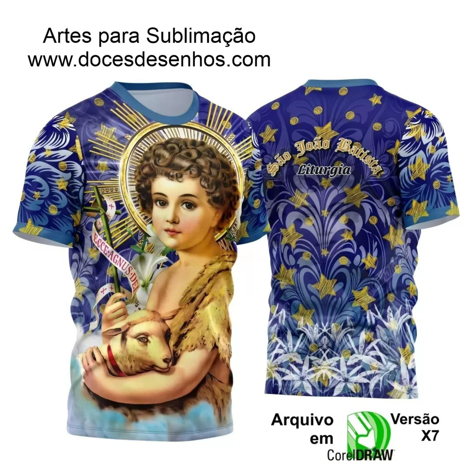 Arte Estampa Camisa Azul 2024 - Religião - Festejo - São João Batista 2024 - 2025