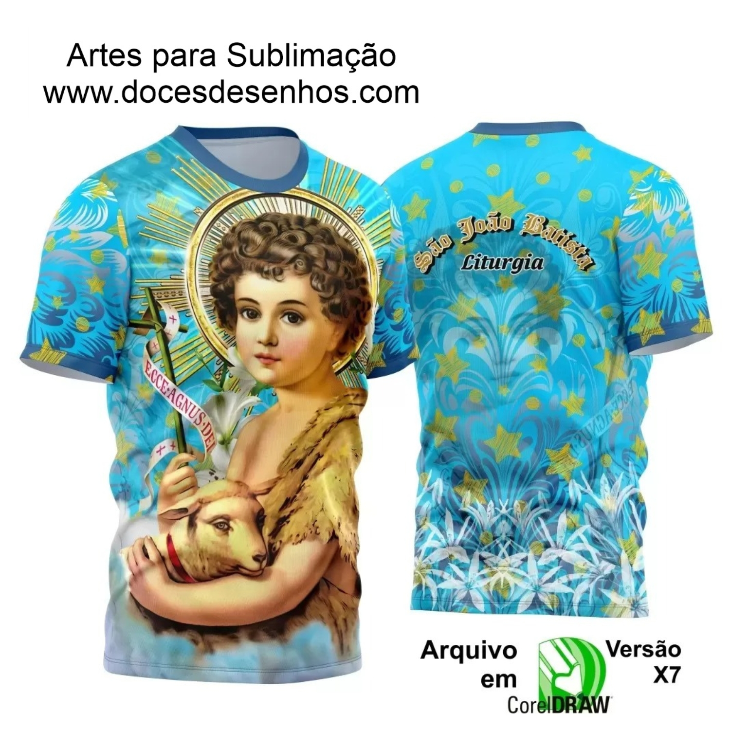 Arte Estampa Camisa Azul 2024 - Religião - Festejo - São João Batista 2024 - 2025