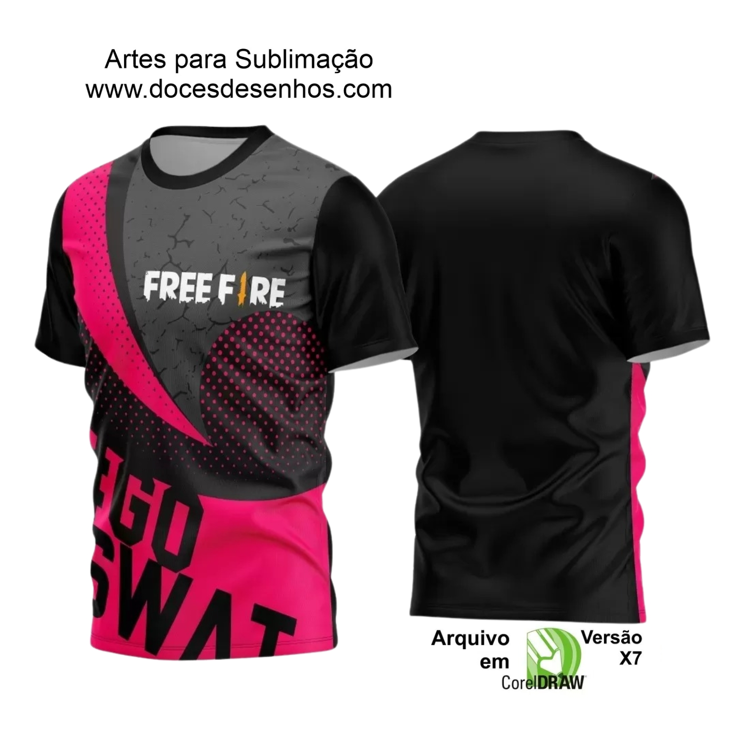 Arte Estampa - Camisa Preta e Rosa - Game 2024 - 2025