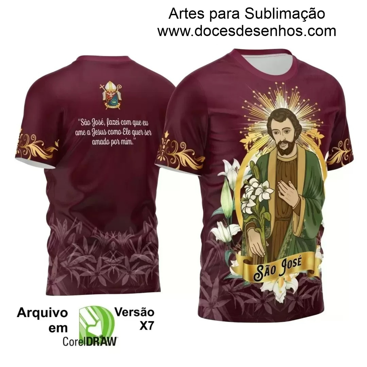 Arte Estampa Camisa - Religião - Festejo - São José - 2024 - 2025