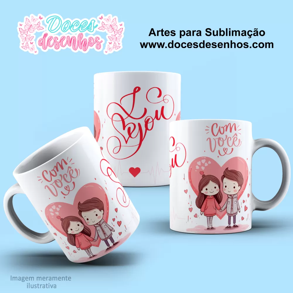 Arte Estampa Caneca Casal Fofo - Dia dos Namorados 2024 - Com Você Arte Estampa Caneca Casal Fofo - Dia dos Namorados 2024 - Com Você