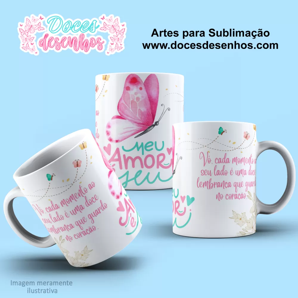 Arte Estampa Caneca Sublimação 2024 - Vó - Meu Amor Arte Estampa Caneca Sublimação 2024 - Vó - Meu Amor