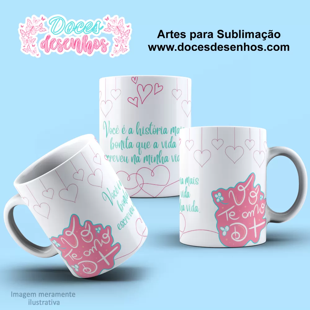 Arte Estampa Caneca Sublimação 2024  -  Vó  Te Amo Demais