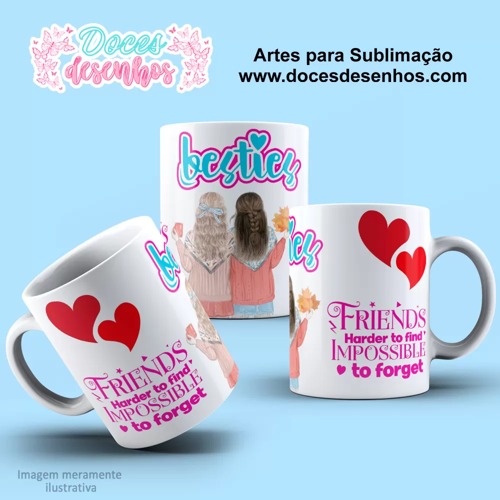 Arte Estampa Caneca de Amizade - Sublimação - Amigas - 2024 - 2025 Arte Estampa Caneca de Amizade - Sublimação - Amigas - 2024 - 2025