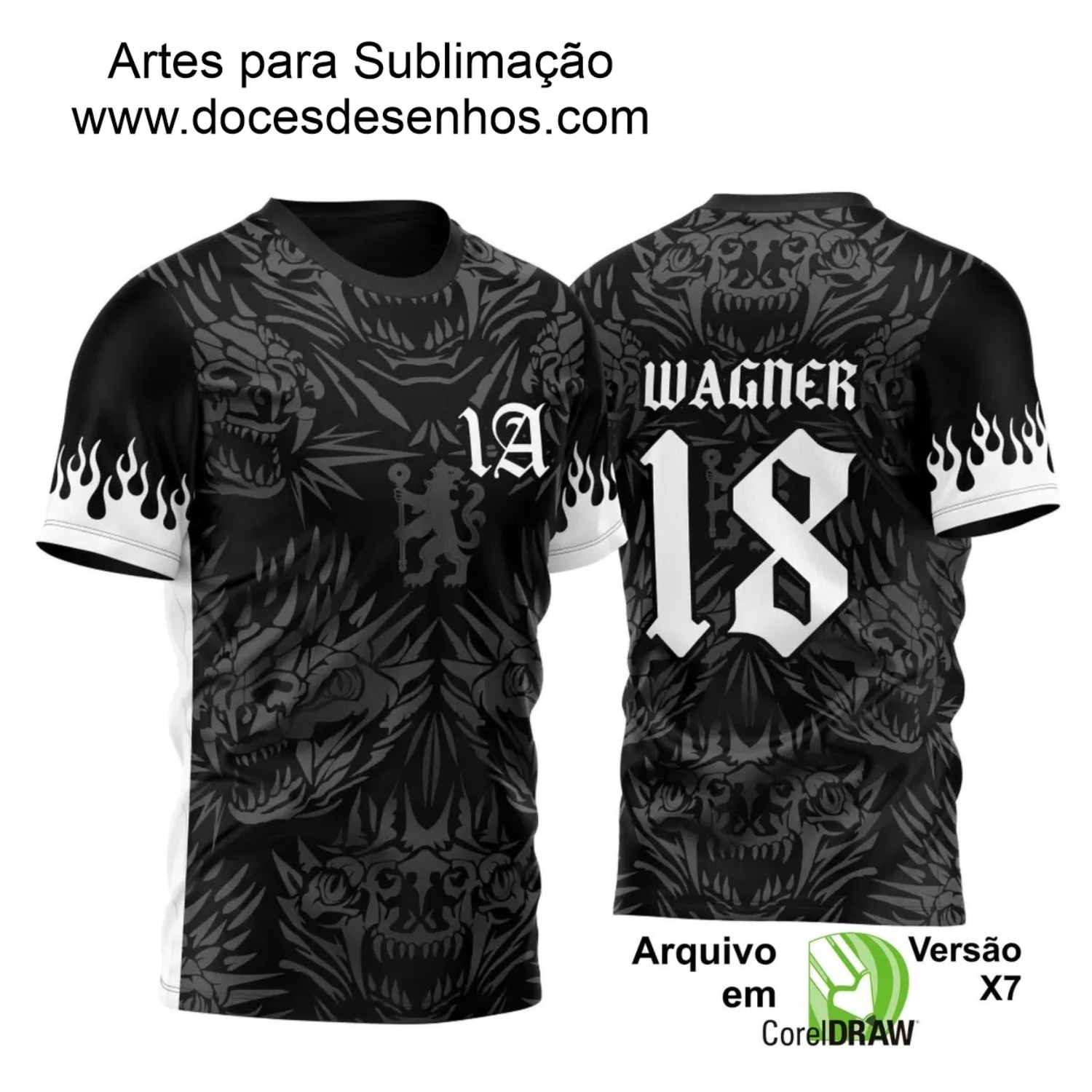 Arte Vetor Camisa Preta - Interclasse 2024 - Jogos Internos 2024 - Time Amador 2024 - Dragão