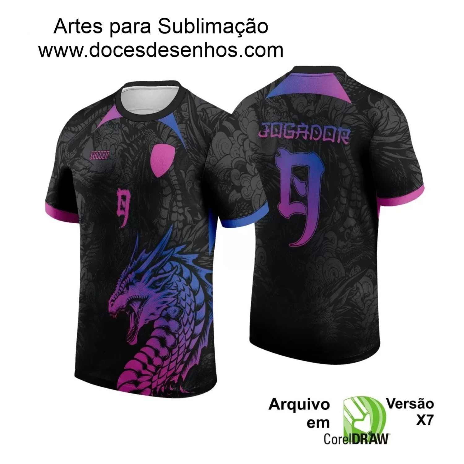 Arte Vetor Camisa Preta - Interclasse 2024 - Jogos Internos 2024 - Time Amador 2024 - Dragão