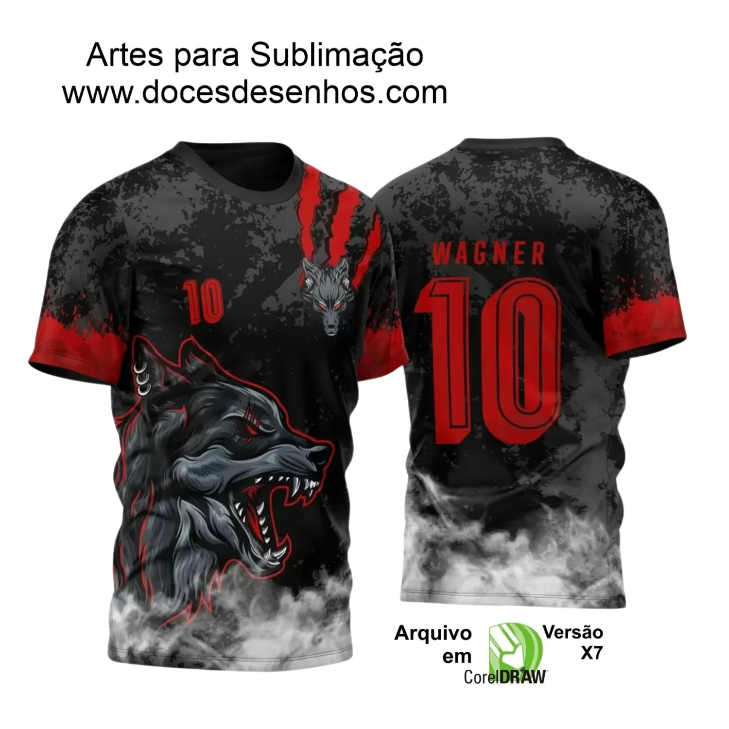 Arte Vetor Camisa Preta - Interclasse 2024 - Jogos Internos 2024 - Time Amador - Lobo Feroz