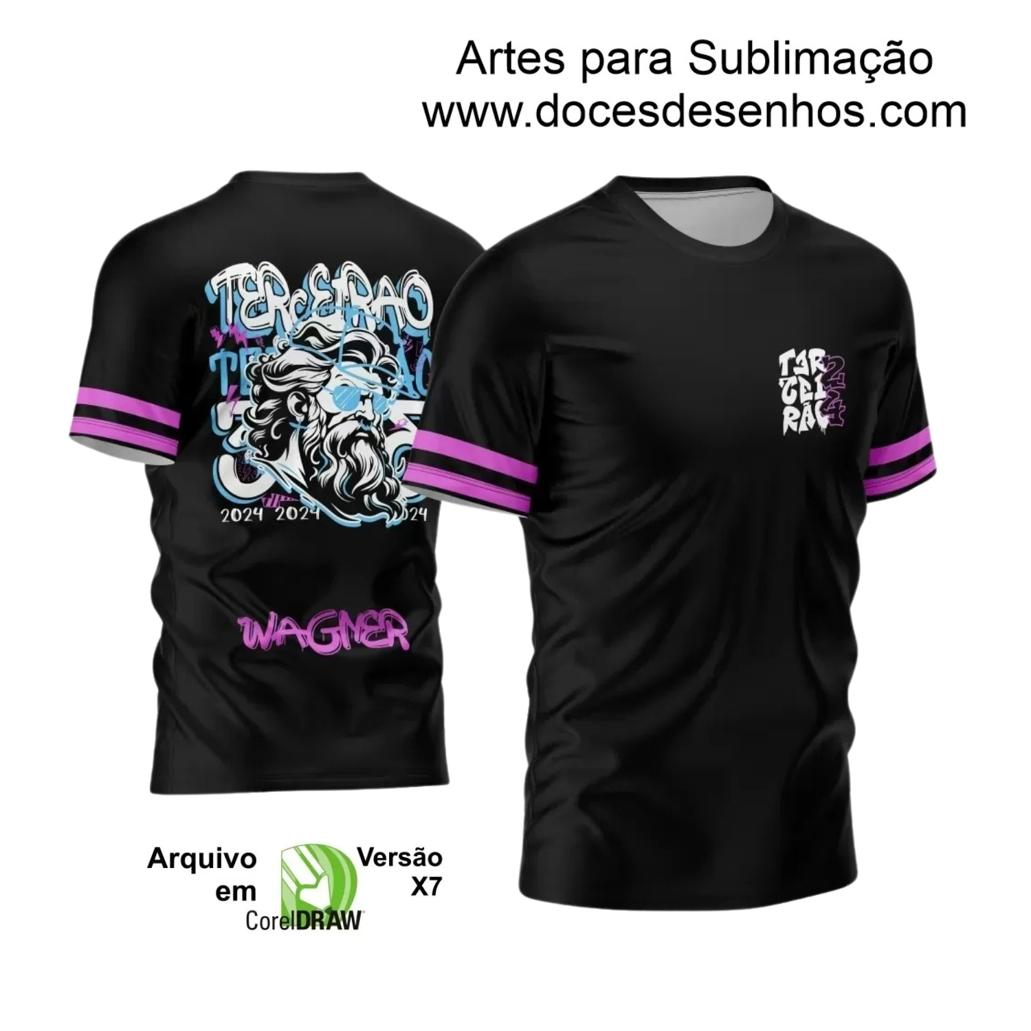 Arte Vetor Camisa Preta - Interclasse 2024 - Jogos Internos 2024 - Time Amador - Zeus - Terceirão 2024