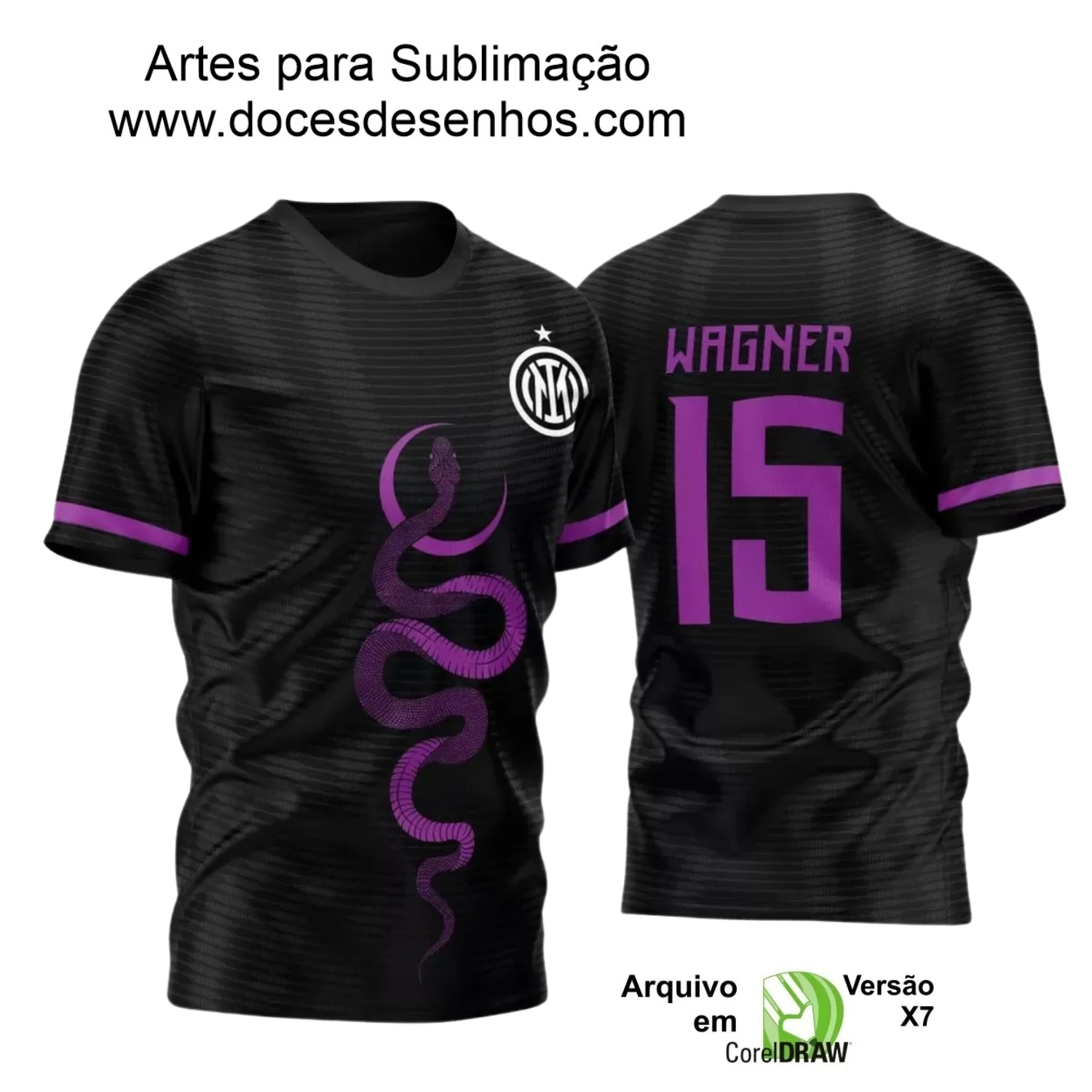 Arte Vetor Camisa Preta - Interclasse 2024 - Time Amador - Serpente