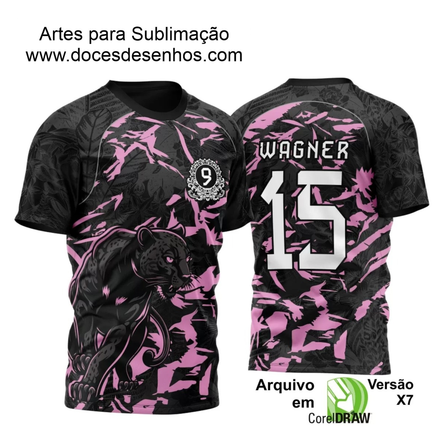 Arte Vetor Camisa Preta e Rosa - Nono Ano 2024 - Interclasse 2024 - Jogos Internos 2024 - Pantera