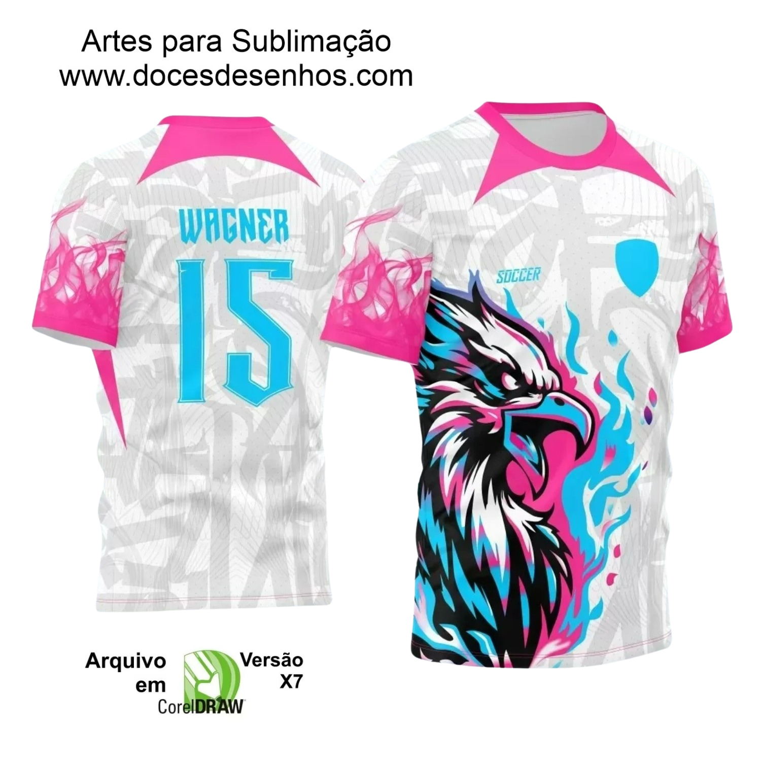 Arte Vetor Camisa Rosa e Branca - Interclasse 2024 - Jogos Internos 2024 - Time Amador - Águia