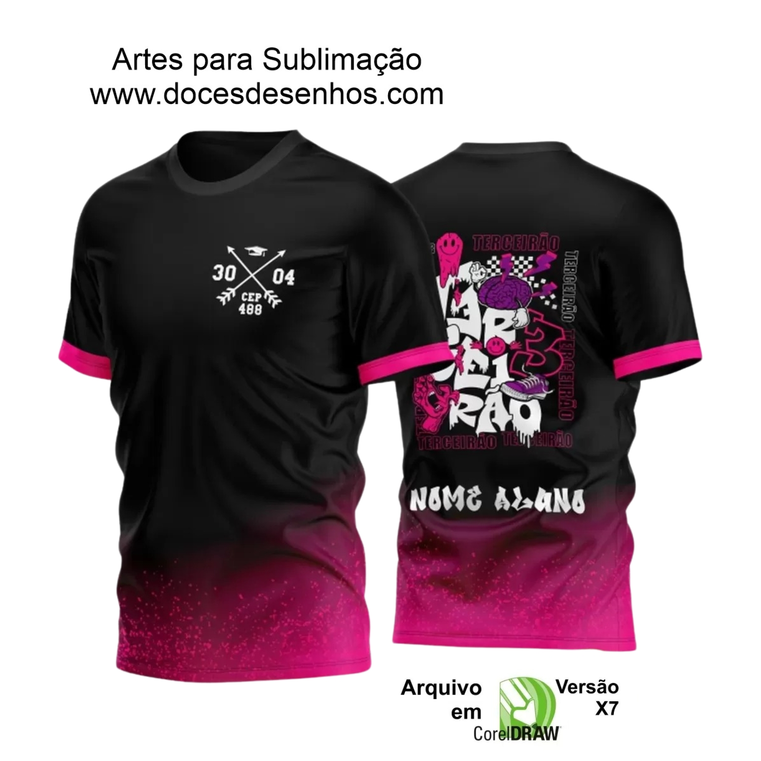 Arte Vetor Camisa Terceirão Grafite Degradê Rosa