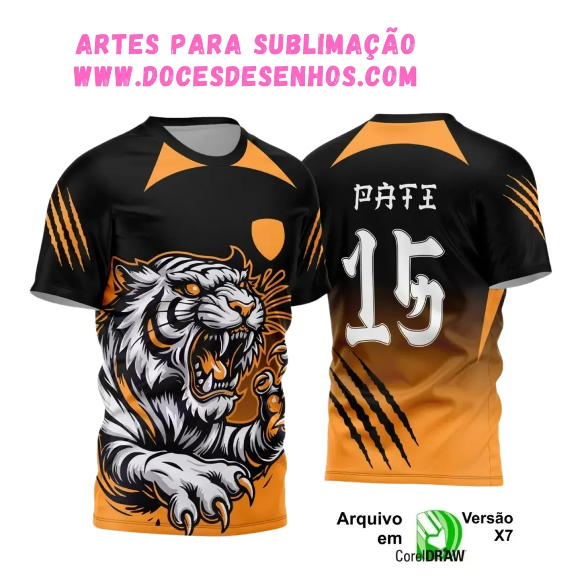 Arte Vetor Camisa Tigre Interclasse Preta e Laranja 2025 Arte Vetor Camisa Tigre Interclasse Preta e Laranja 2025