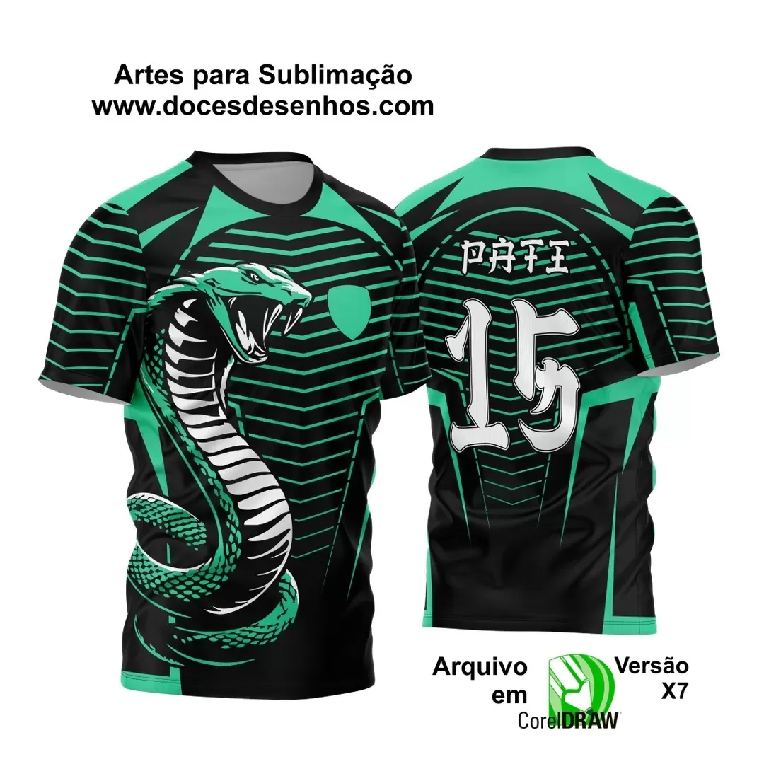Arte Vetor - Camisa de Interclasse Preta - Jogos Internos - Serpente Verde - 2024 - 2025 Arte Vetor - Camisa de Interclasse Preta - Jogos Internos - Serpente Verde - 2024 - 2025