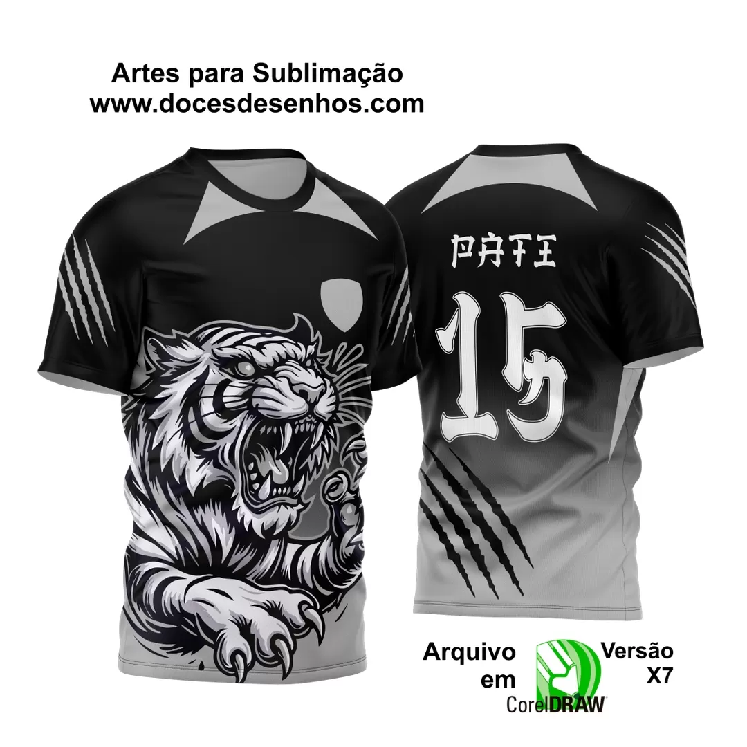 Arte Vetor - Camisa de Interclasse Preta e Cinza - Jogos Internos - Tigre - 2024 - 2025 Arte Vetor - Camisa de Interclasse Preta e Cinza - Jogos Internos - Tigre - 2024 - 2025