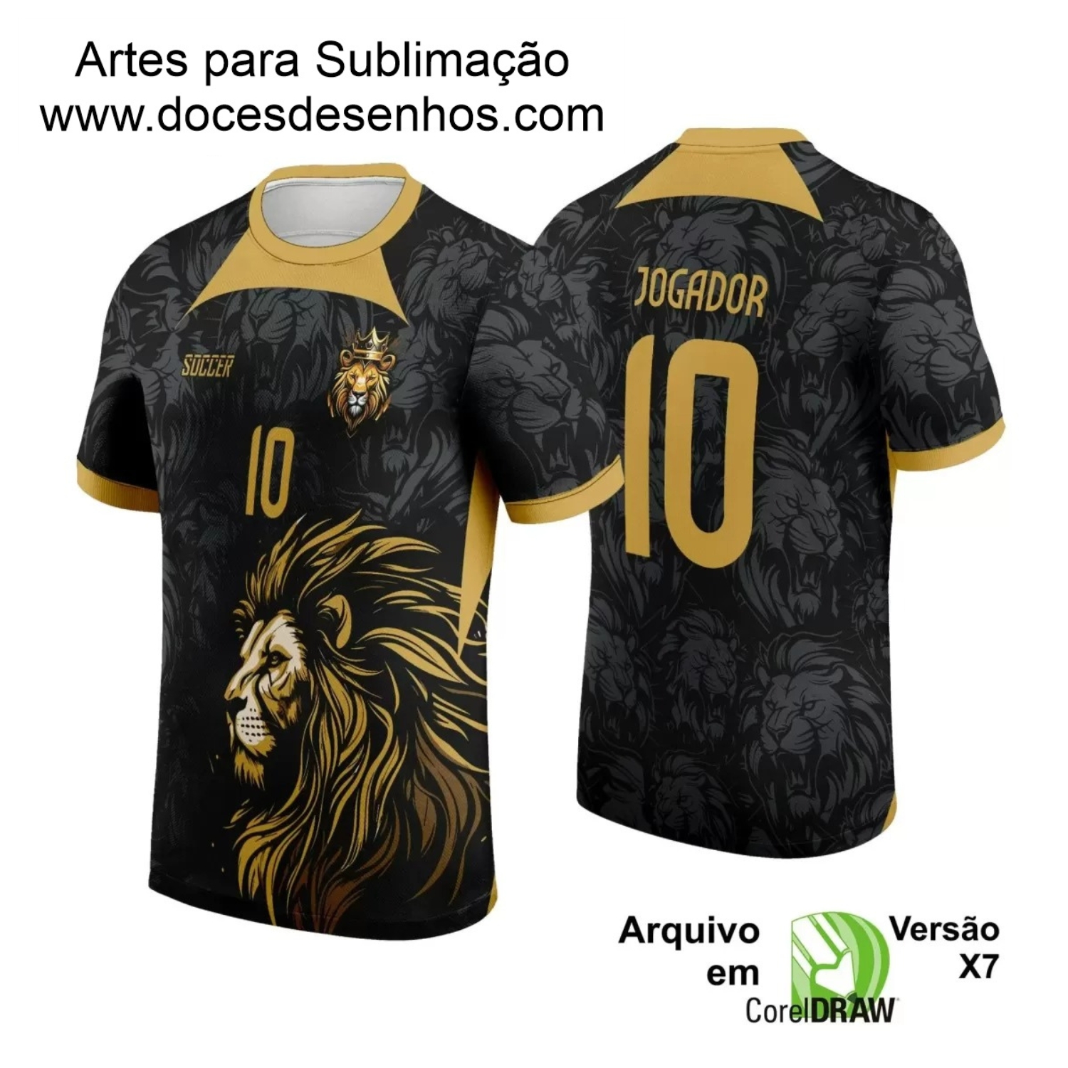 Arte Vetor - Camisa de Interclasse Preta e Dourada - Jogos Internos - Leão - 2024 - 2025