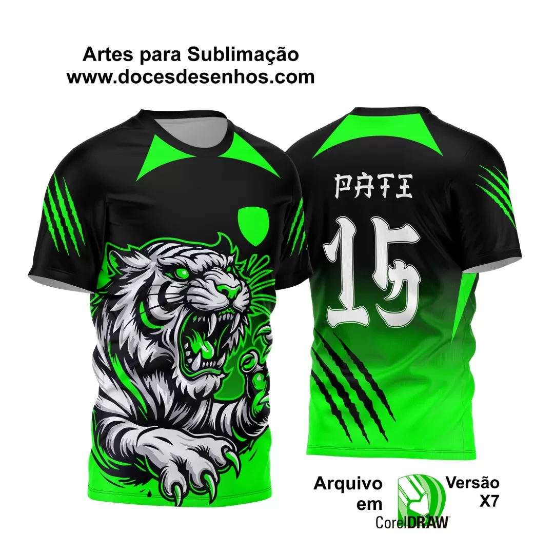 Arte Vetor - Camisa de Interclasse Preta e Verde - Jogos Internos - Tigre - 2024 - 2025 Arte Vetor - Camisa de Interclasse Preta e Verde - Jogos Internos - Tigre - 2024 - 2025