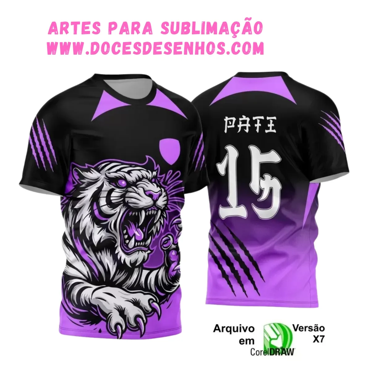 Arte Vetor Interclasse 2025 - Camisa Roxa com Tigre Arte Vetor Interclasse 2025 - Camisa Roxa com Tigre