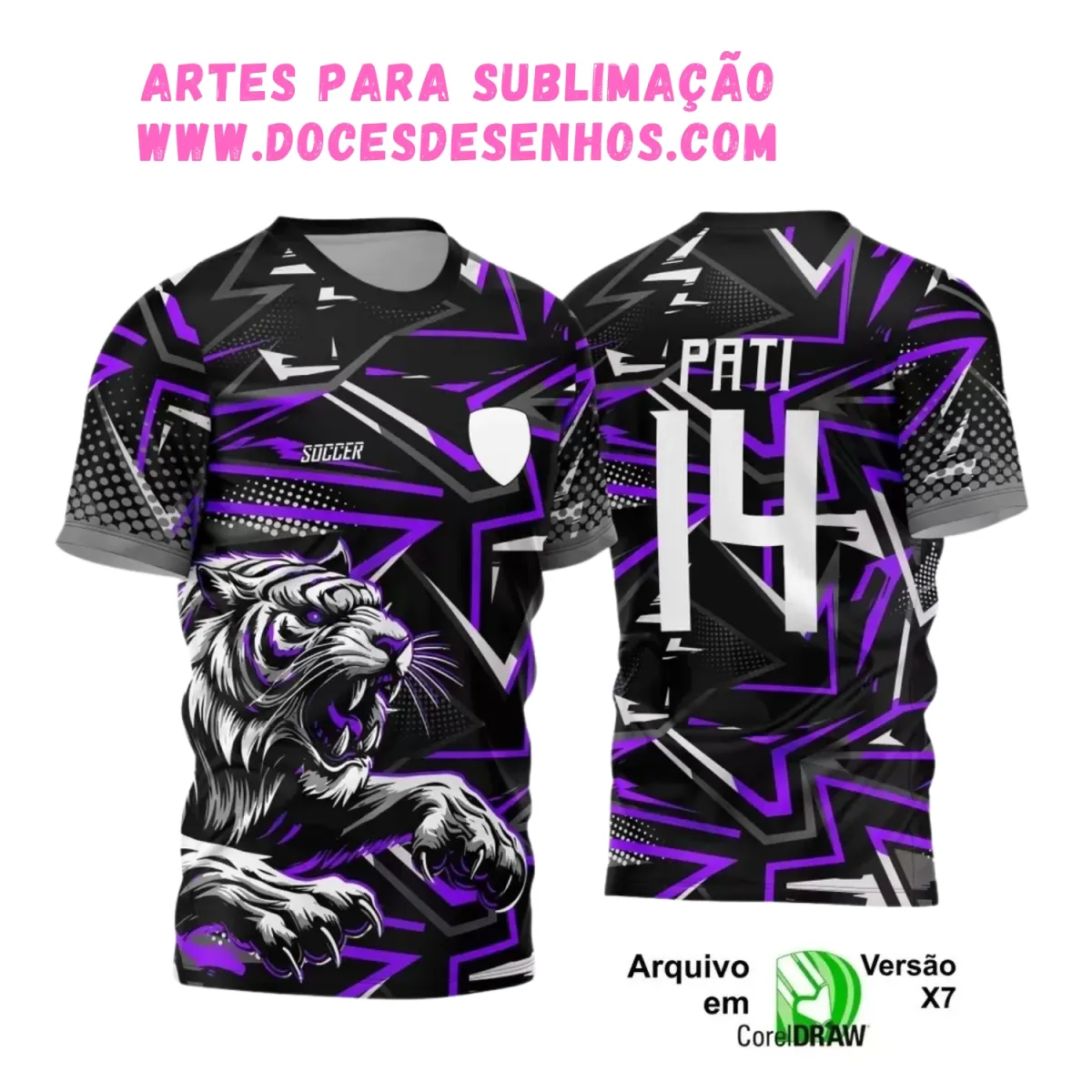 Arte Vetor Interclasse 2025 - Camisa Roxa com Tigre Arte Vetor Interclasse 2025 - Camisa Roxa com Tigre