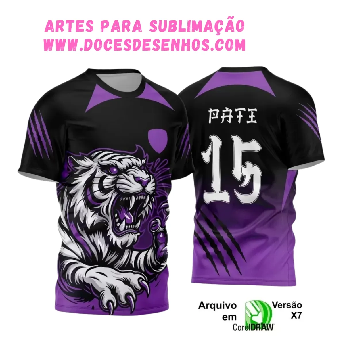 Arte Vetor Interclasse 2025 - Camisa Roxa com Tigre Arte Vetor Interclasse 2025 - Camisa Roxa com Tigre