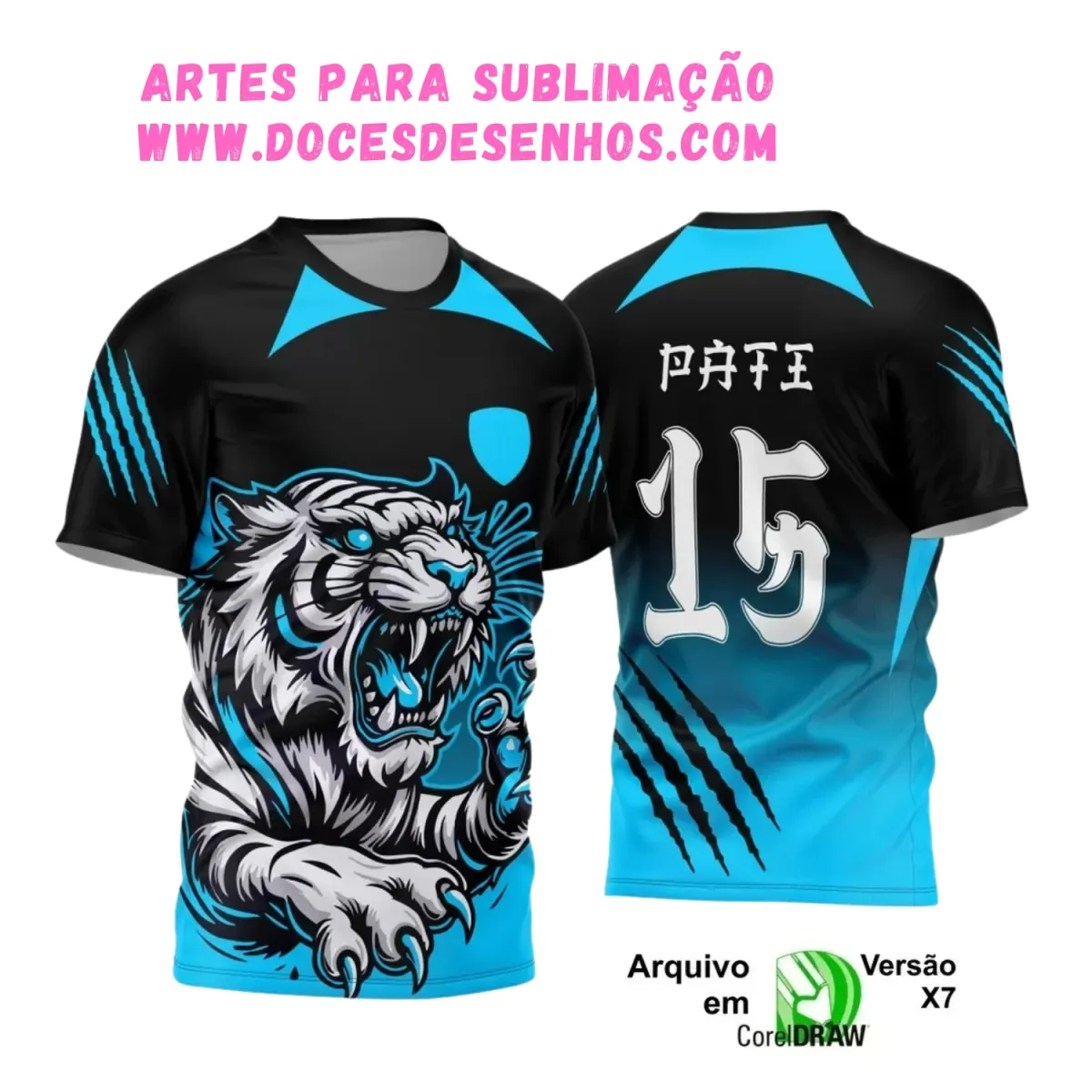 Arte Vetor para Camisa Interclasse Tigre – 2025 Preta e Azul Arte Vetor para Camisa Interclasse Tigre – 2025 Preta e Azul