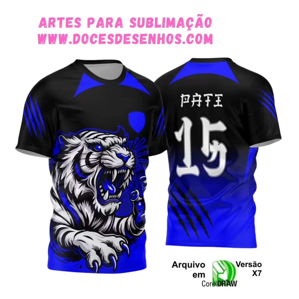 Arte Vetor para Camisa Interclasse Tigre – 2025 Preta e Azul Arte Vetor para Camisa Interclasse Tigre – 2025 Preta e Azul