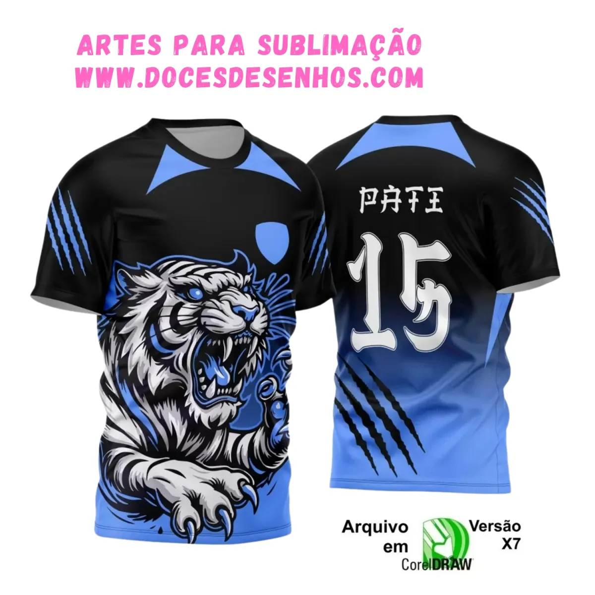 Arte Vetor para Camisa Interclasse Tigre – 2025 Preta e Azul Arte Vetor para Camisa Interclasse Tigre – 2025 Preta e Azul