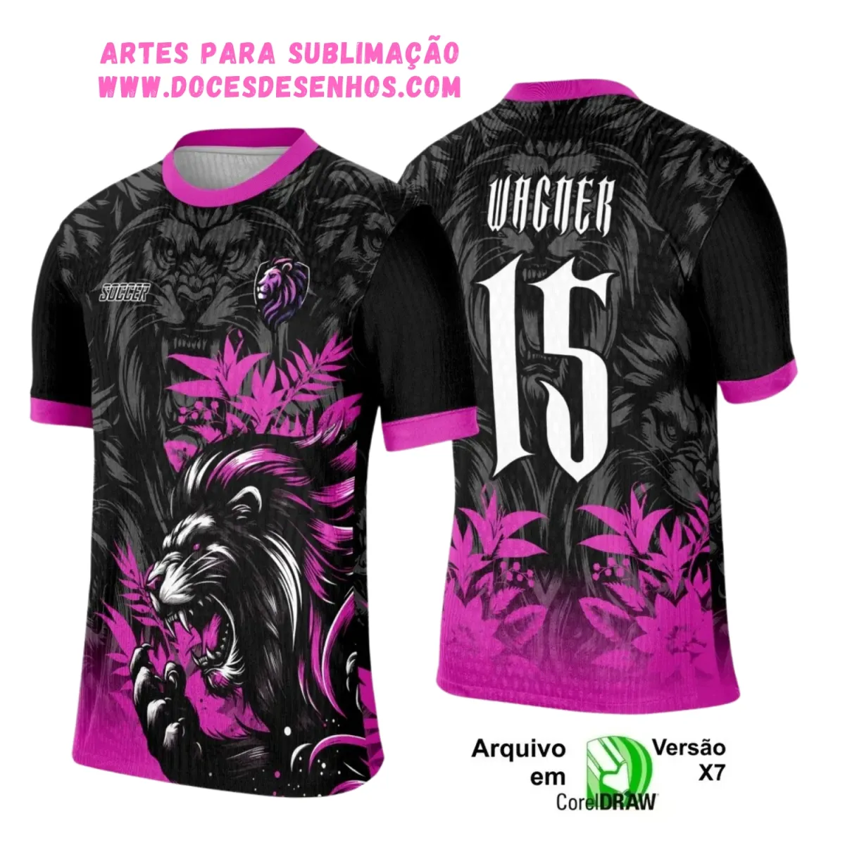 Arte de Camisa Interclasse 2025 Leão Black Rosa