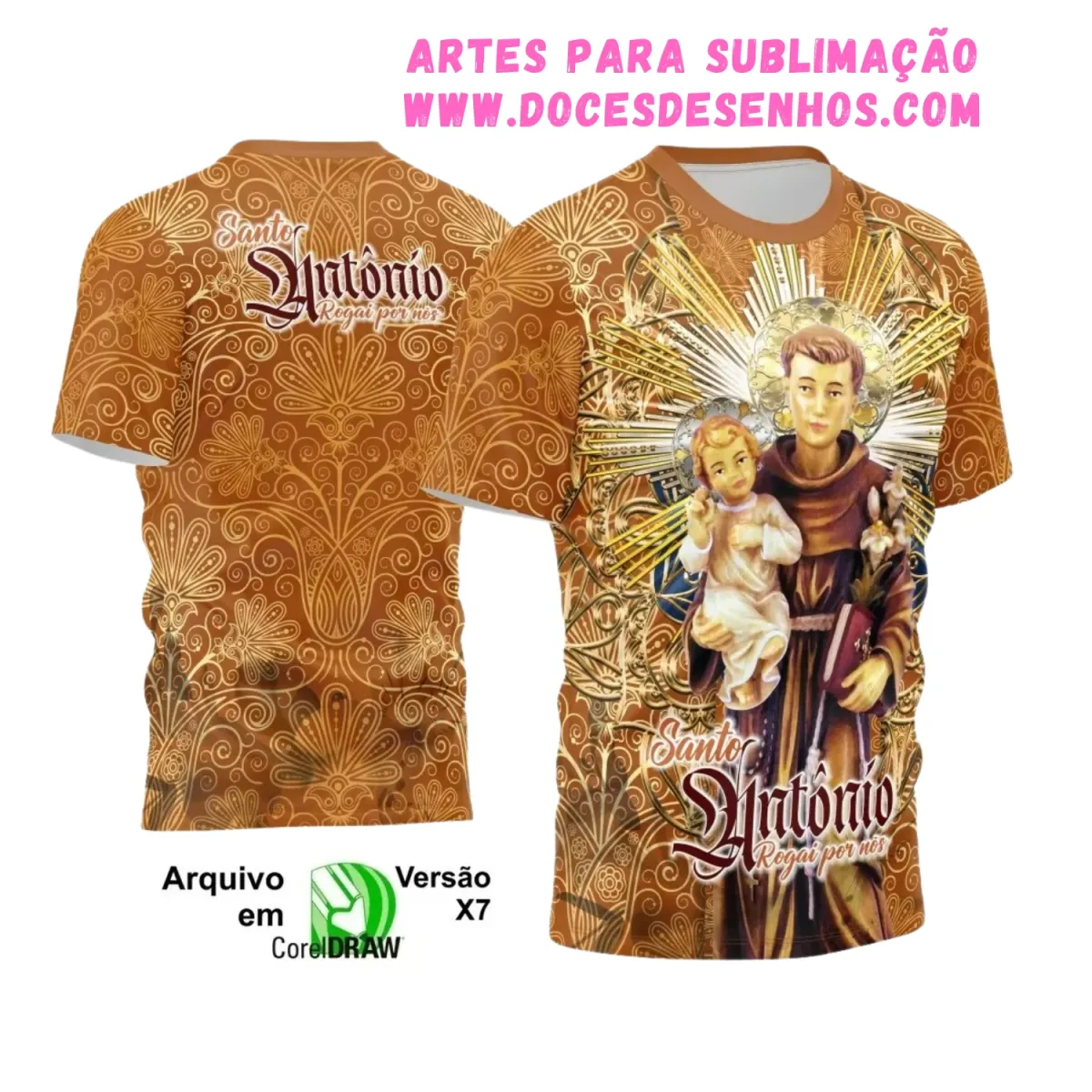 Arte para Camisa Religiosa – Vetor de Santo Antônio Arte para Camisa Religiosa – Vetor de Santo Antônio