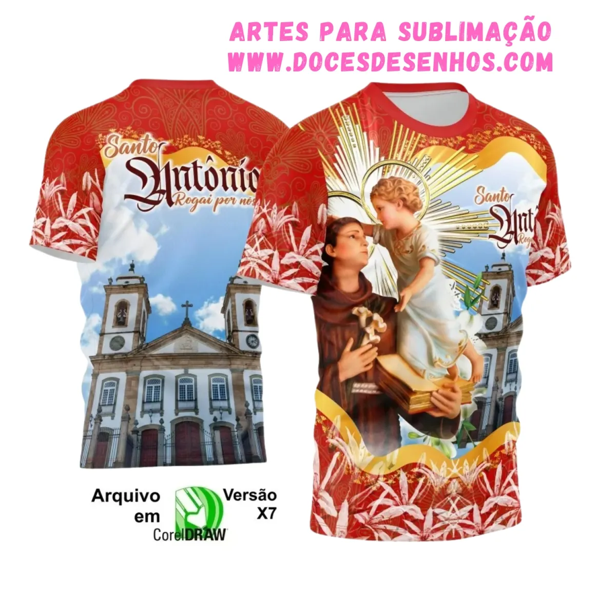 Arte para Camisa Religiosa – Vetor de Santo Antônio Arte para Camisa Religiosa – Vetor de Santo Antônio
