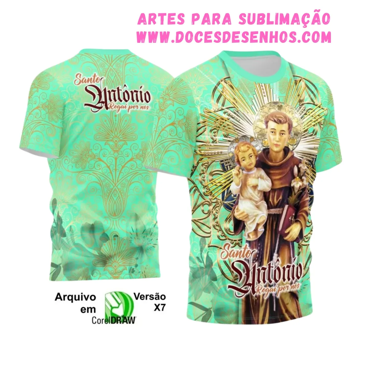 Arte para Camisa Religiosa – Vetor de Santo Antônio Arte para Camisa Religiosa – Vetor de Santo Antônio