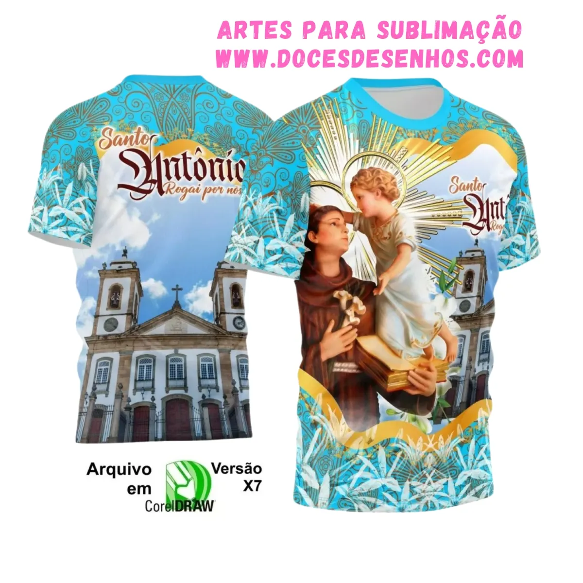 Arte para Camisa Religiosa – Vetor de Santo Antônio Arte para Camisa Religiosa – Vetor de Santo Antônio