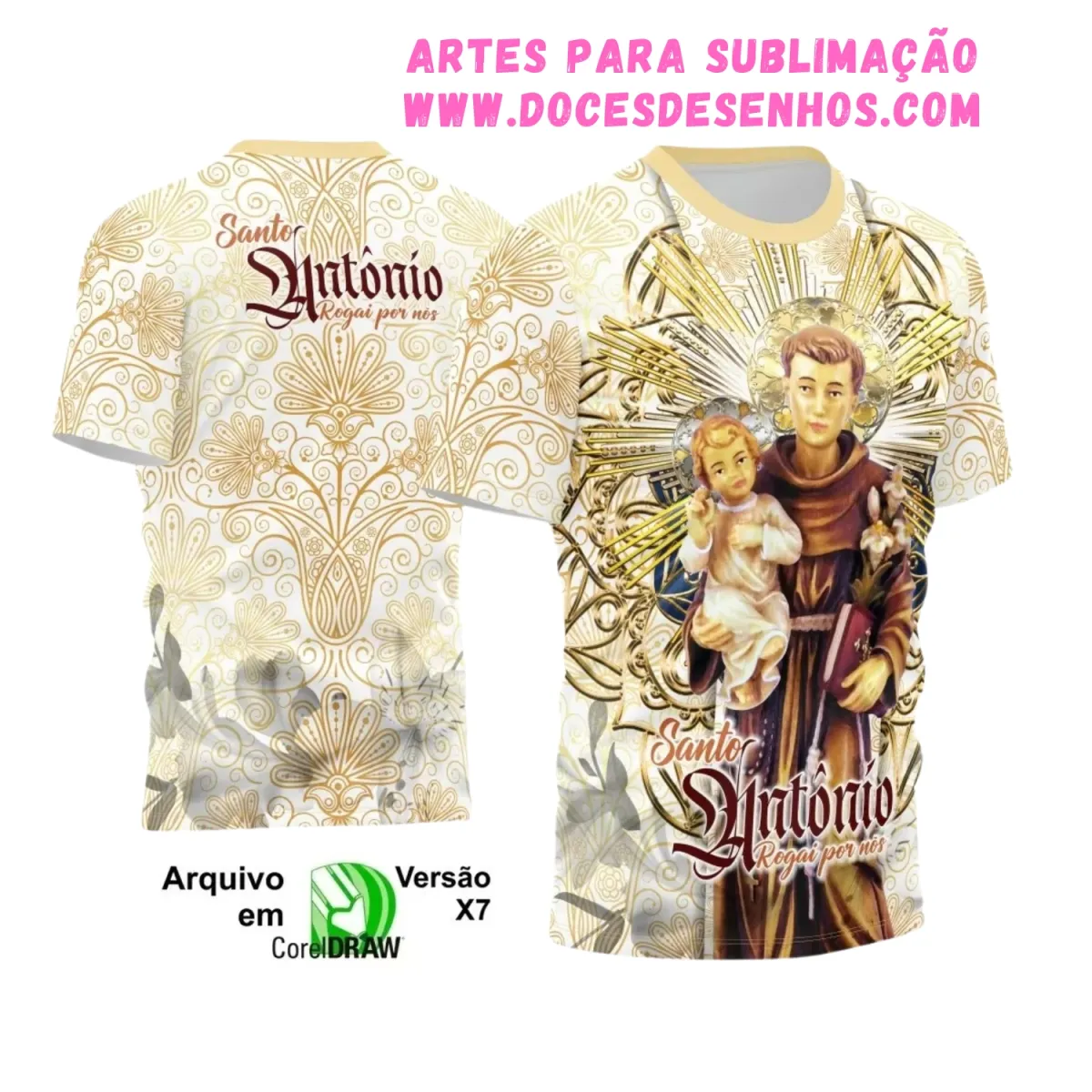 Arte para Camisa Religiosa – Vetor de Santo Antônio Arte para Camisa Religiosa – Vetor de Santo Antônio