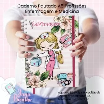 Caderno Pautado A5 – Profissões Enfermagem e Medicina – Jana Caderno Pautado A5 – Profissões Enfermagem e Medicina – Jana