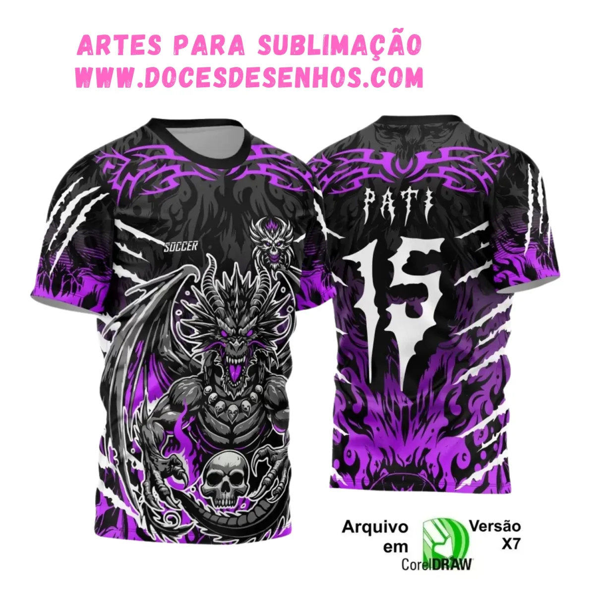Camisa Interclasse Dragão: Design Caveira para Sublimação Camisa Interclasse Dragão: Design Caveira para Sublimação