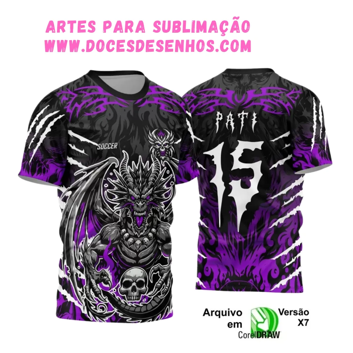 Camisa Interclasse Dragão: Design Caveira para Sublimação Camisa Interclasse Dragão: Design Caveira para Sublimação