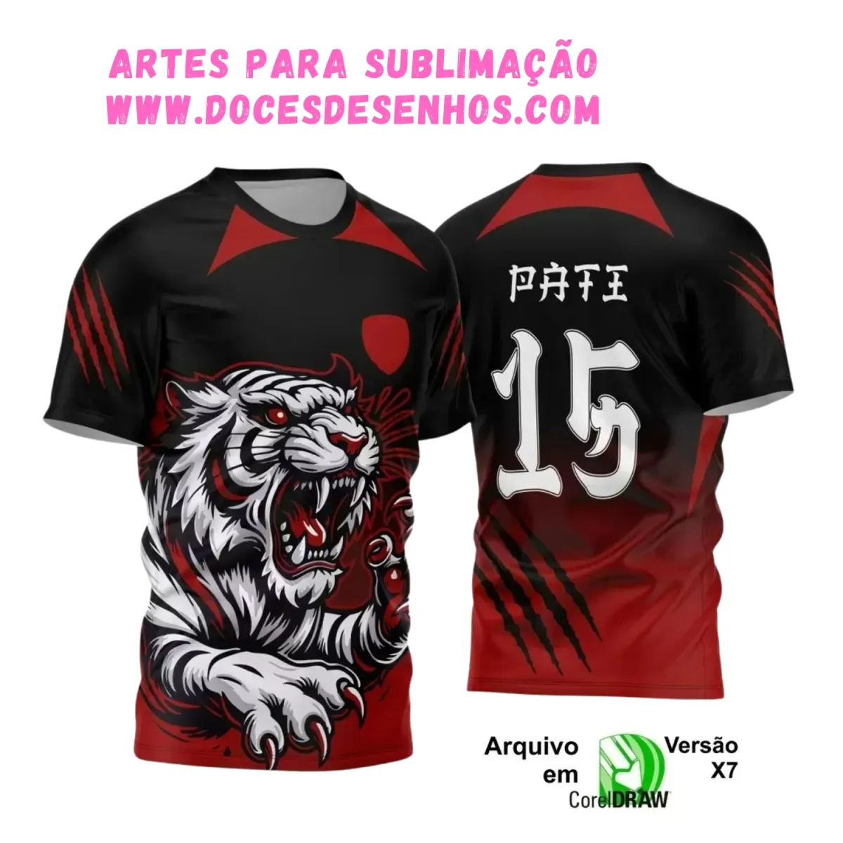 Camisa de Interclasse Personalizada para Jogos 2025 – Tigre Vermelha Camisa de Interclasse Personalizada para Jogos 2025 – Tigre Vermelha