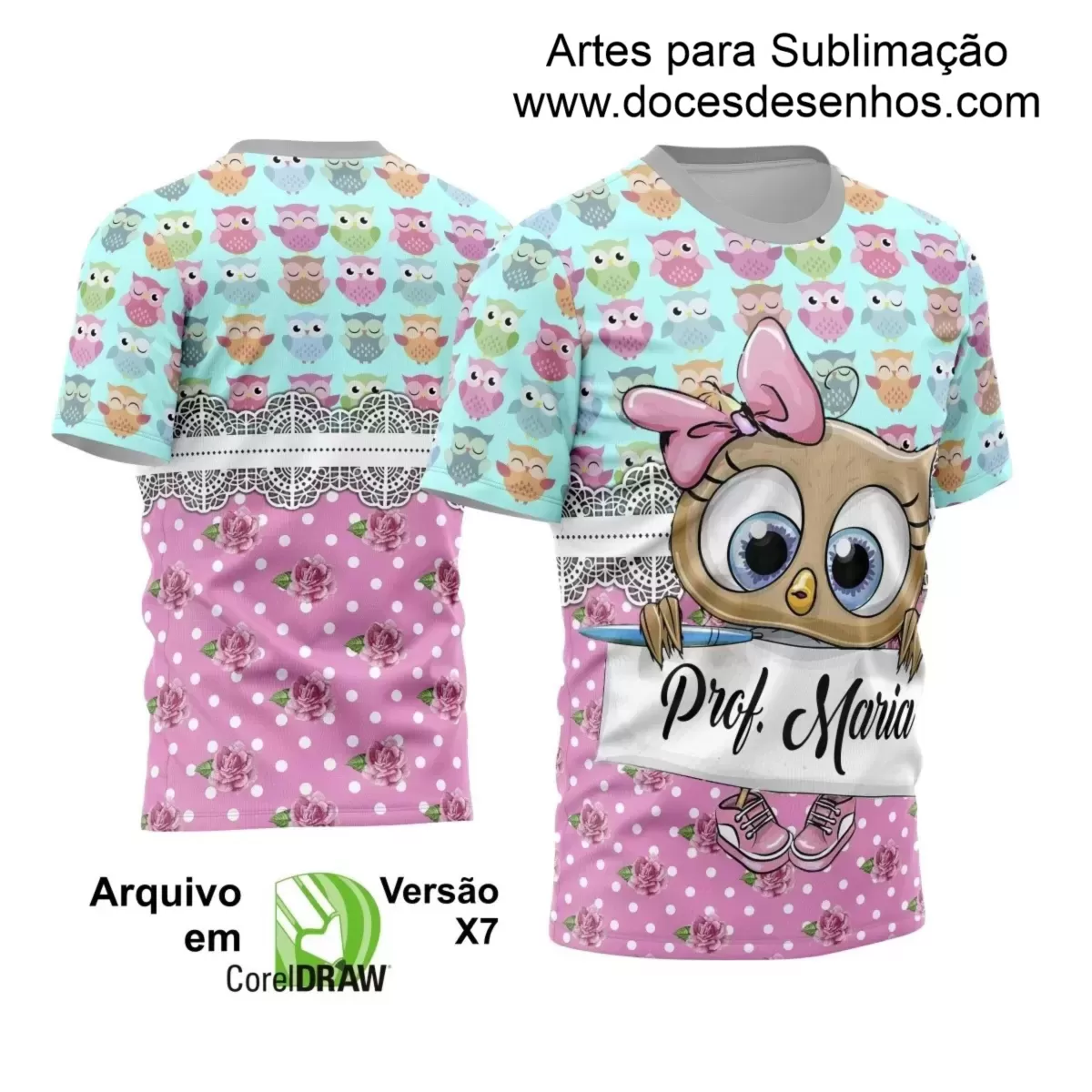 Arte Estampa - Camisa Professora - 2024 - Corujinhas