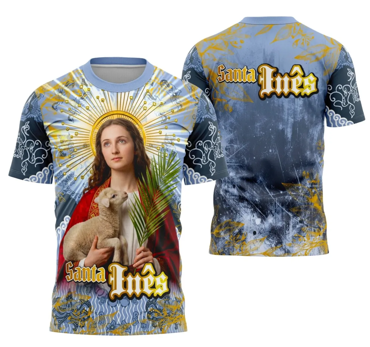 Camiseta Católica Santa Inês de Roma – Estilo com Devoção