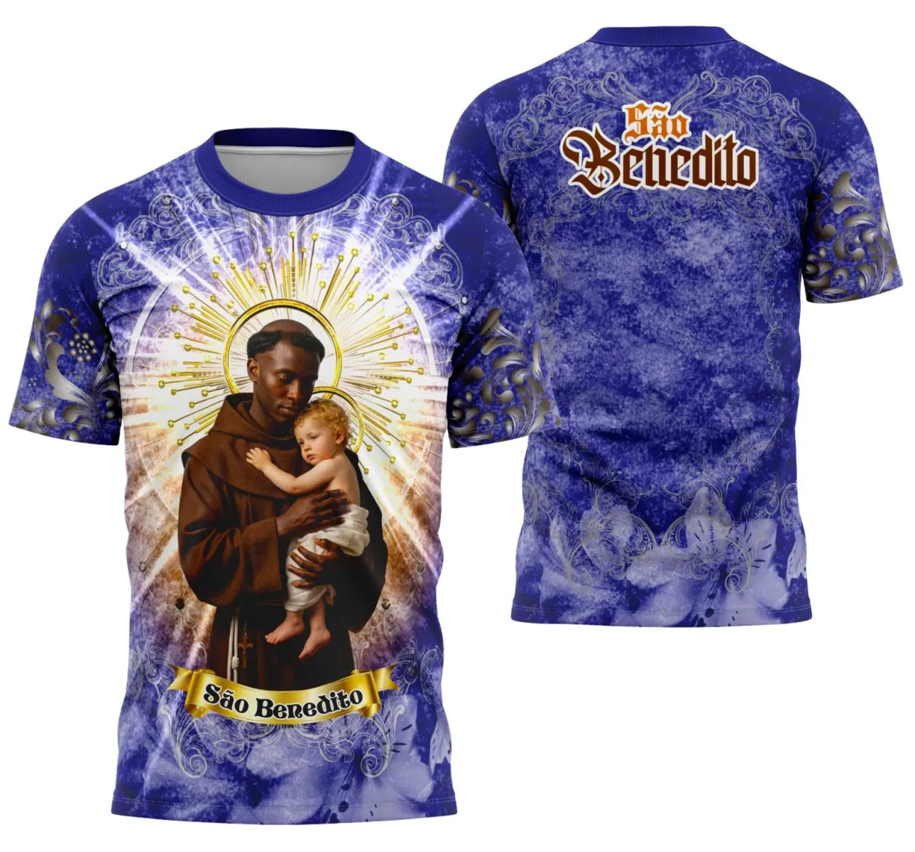 Camiseta Católica São Benedito 2025 – Estilo com Devoção
