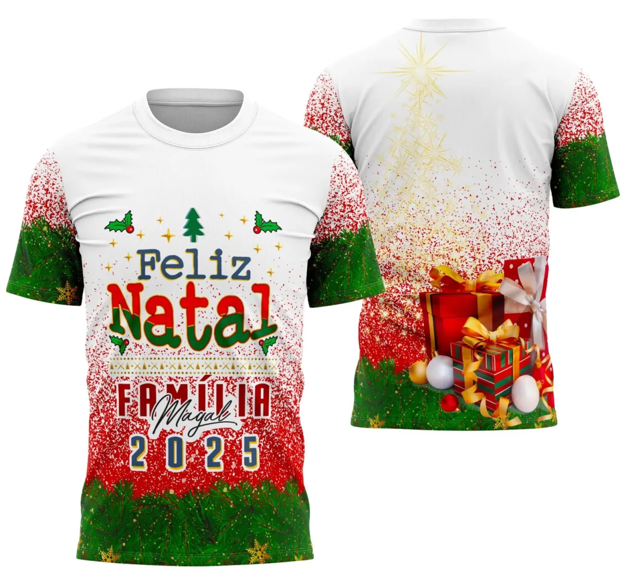 Camiseta Feliz Natal 2025 Arte Digital – Estampa Natalina Exclusiva para Sublimação