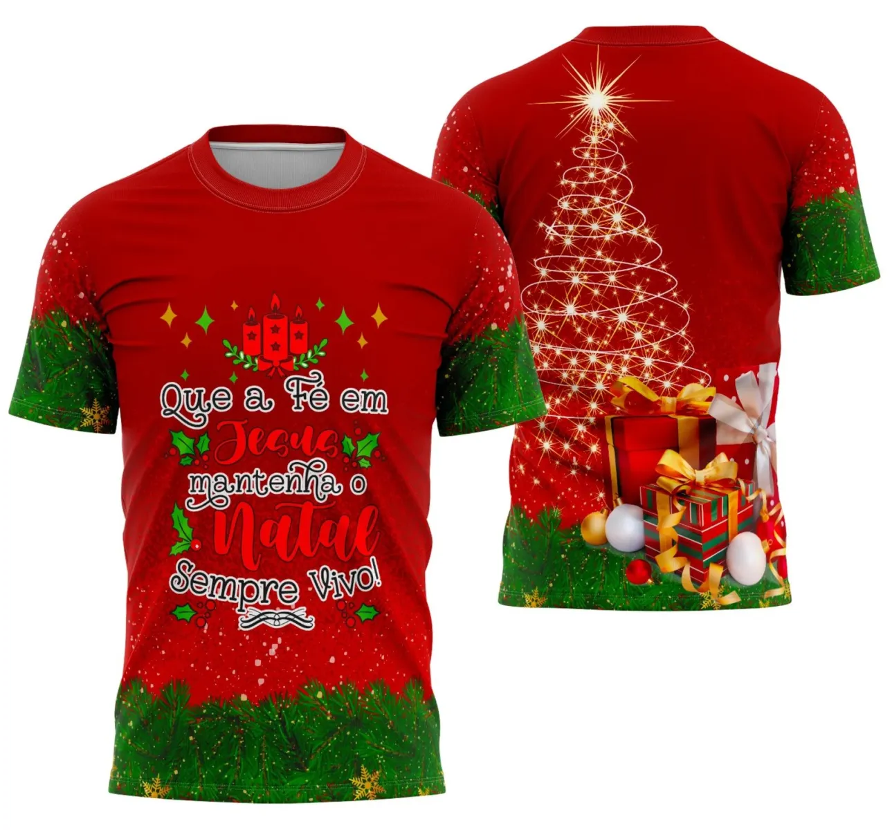 Camiseta Feliz Natal 2025 Arte Digital – Estampa Natalina Exclusiva para Sublimação