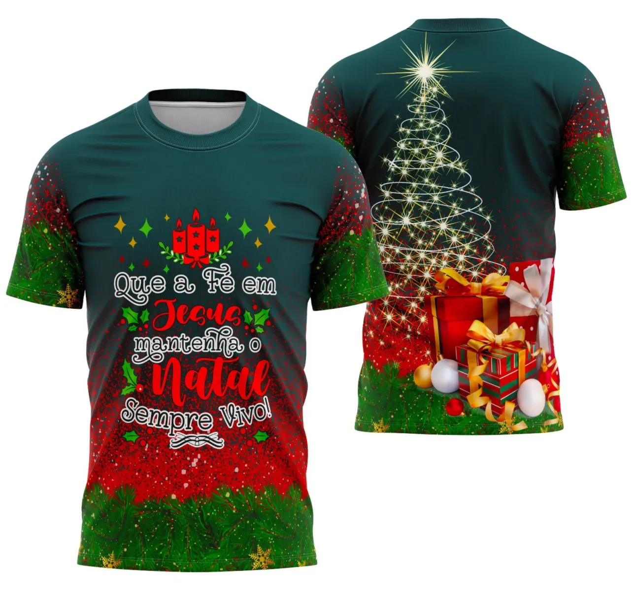 Camiseta Feliz Natal 2025 Arte Digital – Estampa Natalina Exclusiva para Sublimação