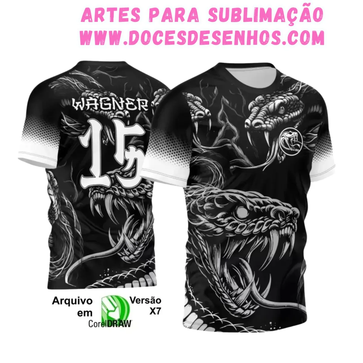 Camiseta Interclasse com Estampa de Cobra – Arte Digital Camiseta Interclasse com Estampa de Cobra – Arte Digital