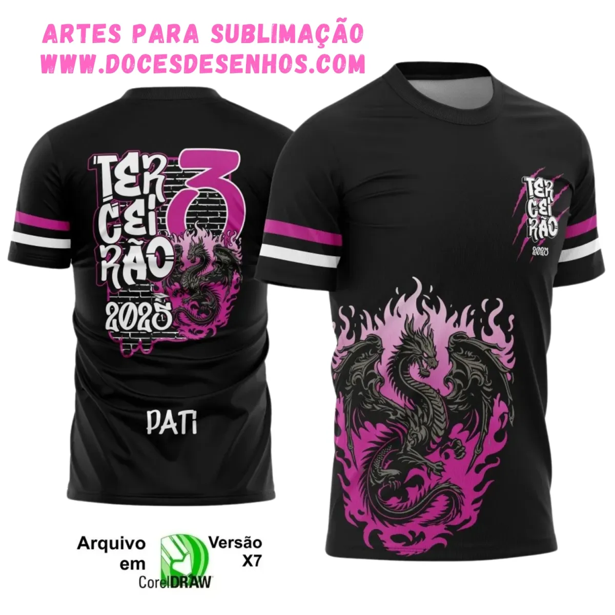 Camiseta Terceirão Dragão 2025 com Estampa Escolar Irada Camiseta Terceirão Dragão 2025 com Estampa Escolar Irada