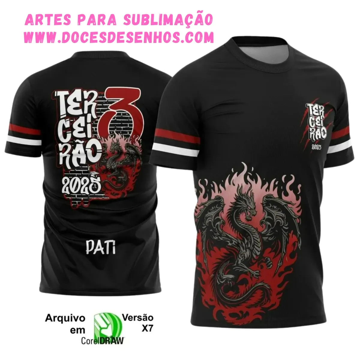 Camiseta Terceirão Dragão 2025 com Estampa Escolar Irada Camiseta Terceirão Dragão 2025 com Estampa Escolar Irada