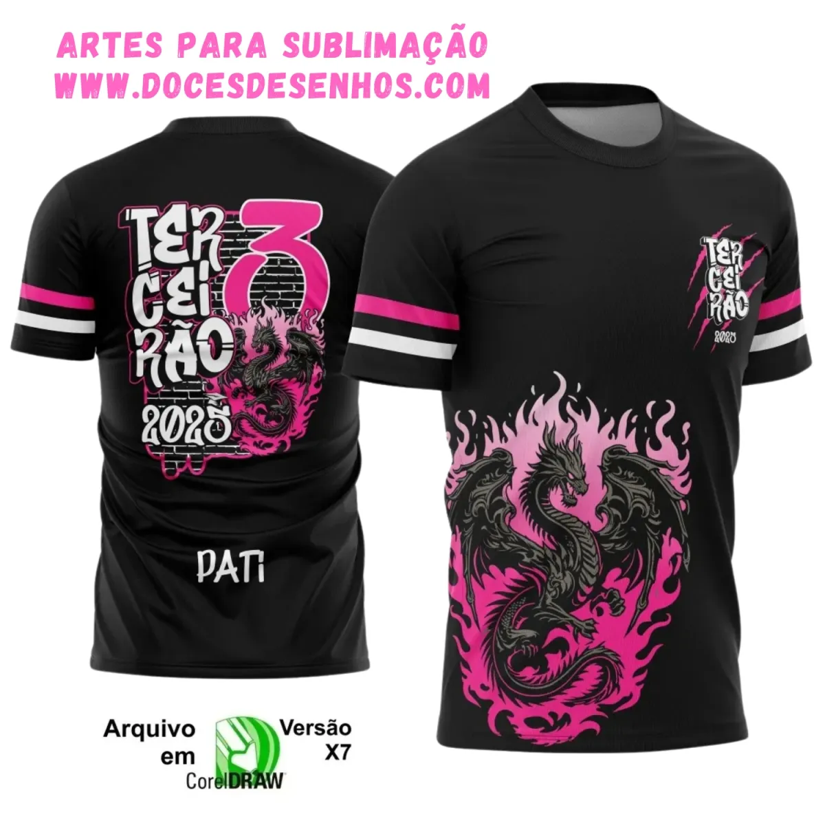 Camiseta Terceirão Dragão 2025 com Estampa Escolar Irada Camiseta Terceirão Dragão 2025 com Estampa Escolar Irada
