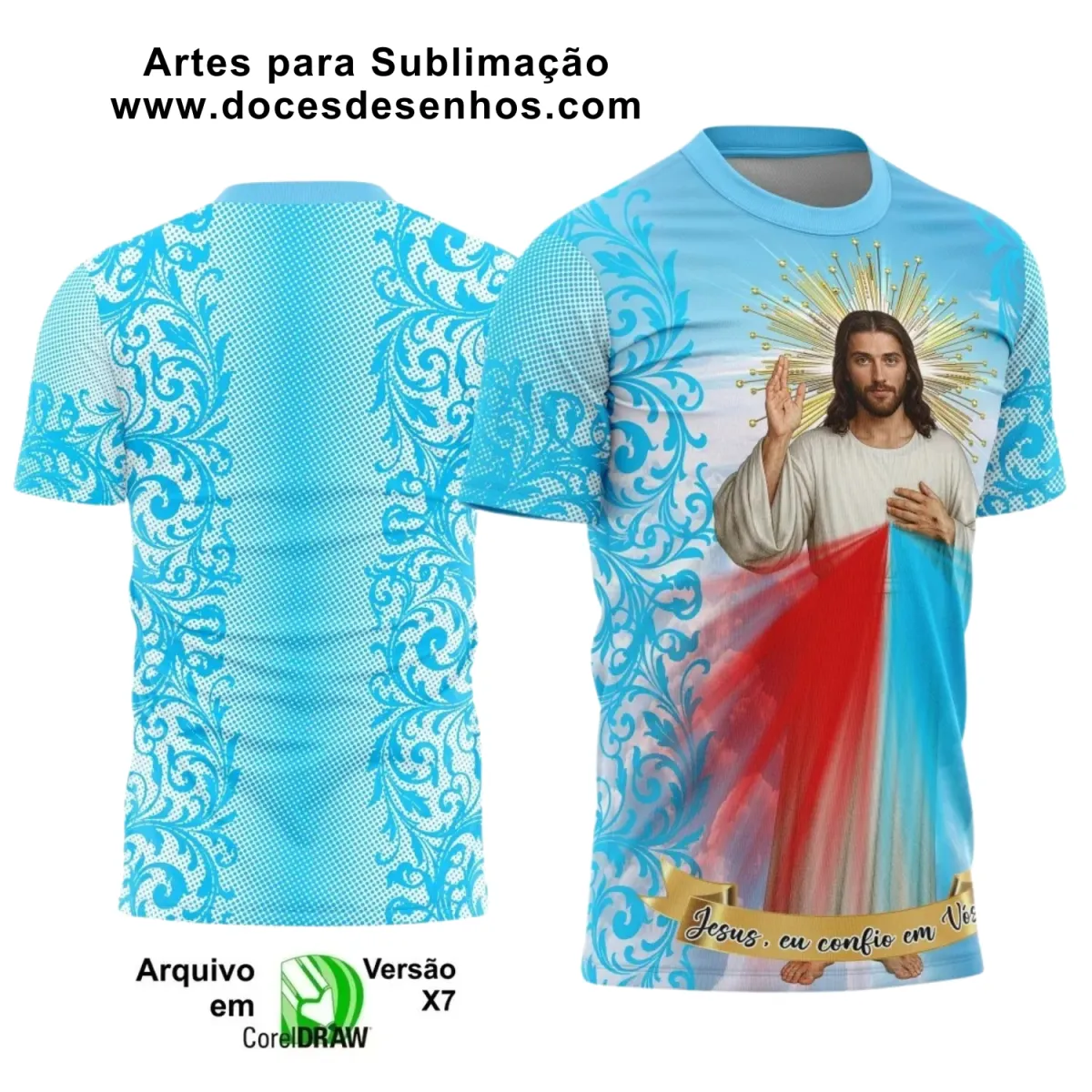 Camiseta de Religião: Jesus Misericordioso na Estampa Camiseta de Religião: Jesus Misericordioso na Estampa
