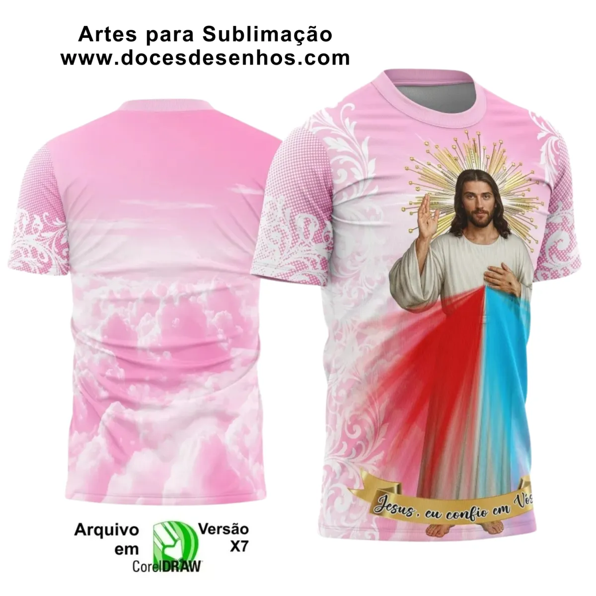 Camiseta de Religião: Jesus Misericordioso na Estampa Camiseta de Religião: Jesus Misericordioso na Estampa